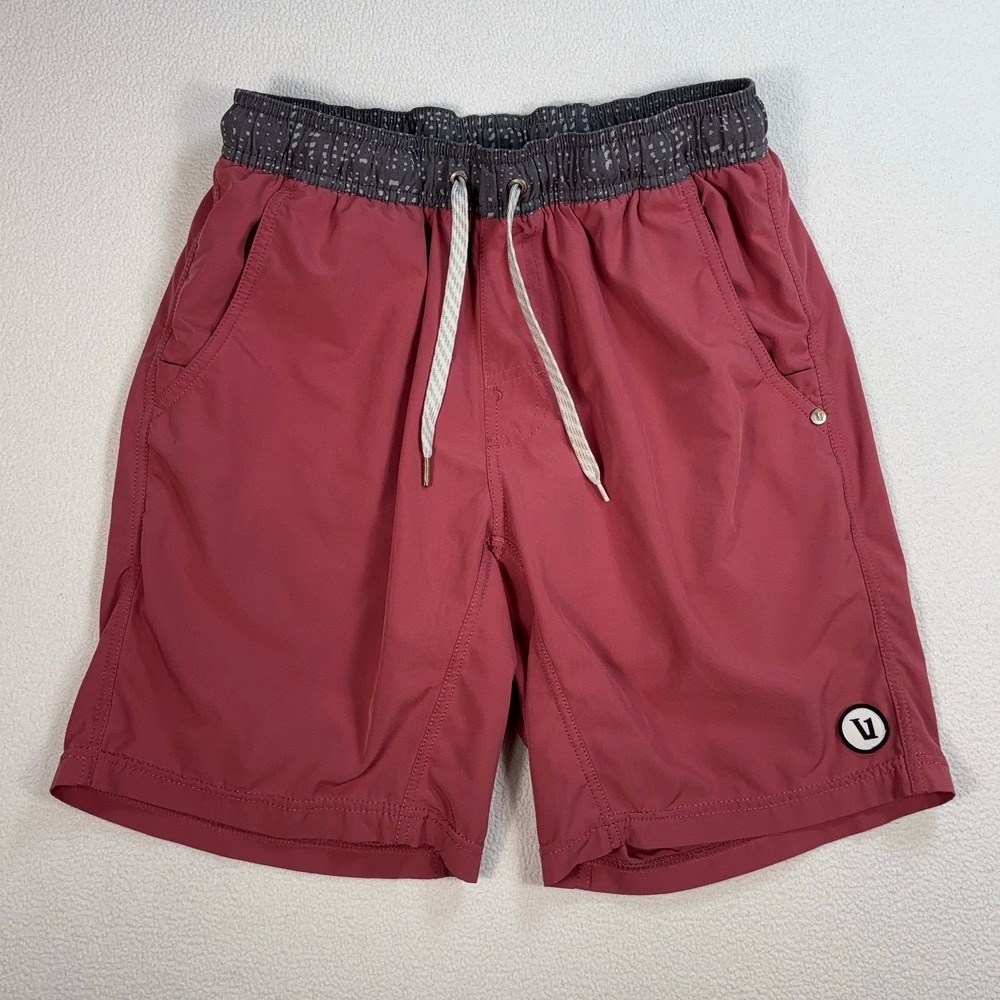 Vuori‎ 7" Kore Lined Shorts Men's S Red Stretch Pockets Drawstring Logo V302
